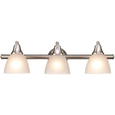 Globe Electric Jayden 3-Light Brushed Steel Vanity Light with Frosted Glass Shades