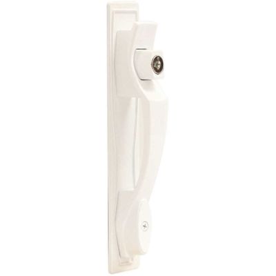 LARSON Heavy-Duty Push-Button White Latch Kit with Keyed Lock