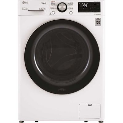 LG 24 in. W 2.4 Cu. Ft. Compact Stackable SMART Front Load Washer in White with Steam and AI Fabric Sensor / Smart Pairing