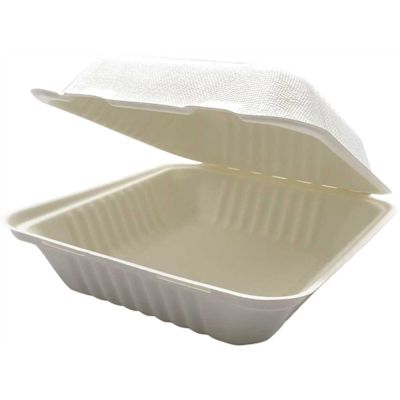 Empress Earth 8 in. x 8 in. x 3.19 in. Natural Deep 1-Compartment Molded Fiber Hinged Container 200-Per Case