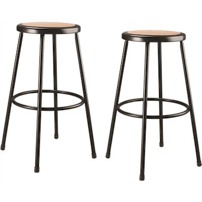 National Public Seating 30 in. Black Heavy Duty Steel Frame Stool With Masonite Seat (Pack of 2)