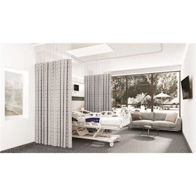 Fabtex 216 in. W x 84 in. H Links Pattern Privacy Curtain in Dusty Blue