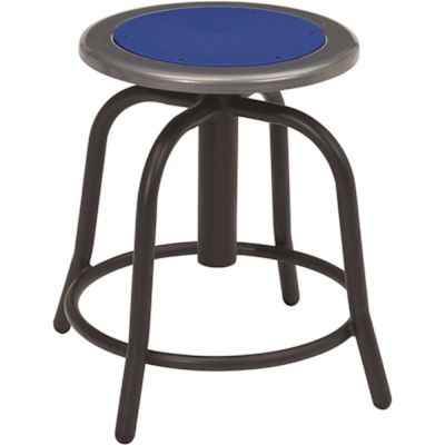 National Public Seating 18 in. to 25 in. Height Persian Blue Seat and Black Frame Adjustable Swivel Stool