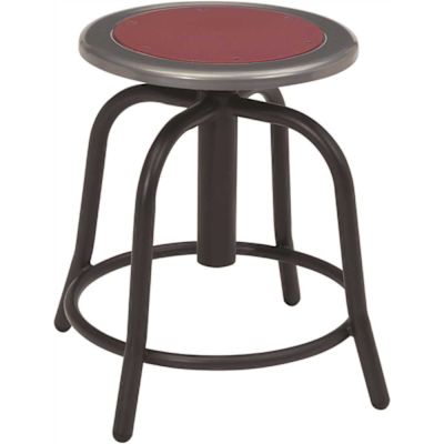 National Public Seating 18 in. to 25 in. Height Burgundy Seat and Black Frame Adjustable Swivel Stool