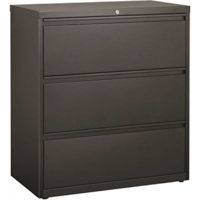 Hirsh 36 in. W 3-Drawer Black Metal Lateral File Cabinet for Home and Office, Holds Letter, Legal and A4 Hanging Folders