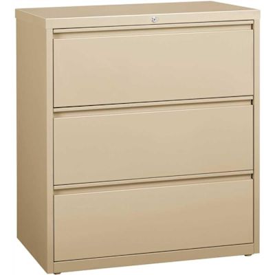Hirsh 36 in. W 3-Drawer Putty Metal Lateral File Cabinet for Home and Office, Holds Letter, Legal and A4 Hanging Folders