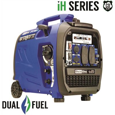 DUROMAX 2,300-Watt/1,800-Watt Recoil Start Dual Fuel Portable Digital Inverter Generator 50-State