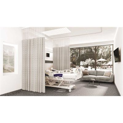 Fabtex Links Pattern Privacy Curtain Platinum, 216 in. W x 84 in. H