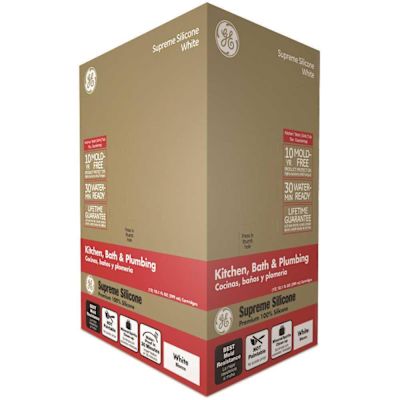GE Supreme Silicone 10.1 oz. White Kitchen and Bath Caulk (12-Pack)