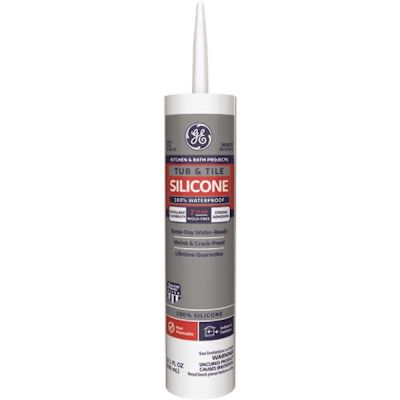 GE Tub and Tile Silicone 1 Caulk 10.1 oz Kitchen and Bath Sealant White (12-pack)