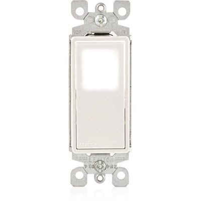 Leviton 15 Amp 120-Volt/277-Volt Decora LED Illuminated Single-Pole Rocker AC Quiet Light Switch in White