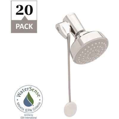 ShowerStart 1-Spray Pattern with 1.5 GPM 3.25 in. Massage Fixed Shower Head with Hot Water Saving TSV in Chrome 20-Pack