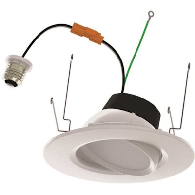 5/6 in. 10-Watt Selectable CCT Integrated LED Gimbal Recessed Downlight Trim Wet Location CEC Compliant Dimmable