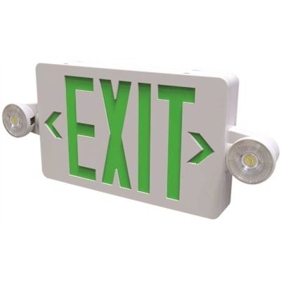 Evade 120-Volt/277-Volt Integrated LED White with Green Letter Exit Combination with Remote Capacity