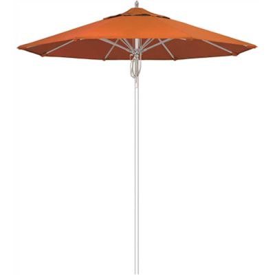 7.5 ft. Silver Aluminum Commercial Market Patio Umbrella Fiberglass Ribs and Pulley Lift in Tuscan Sunbrella