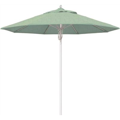 9 ft. Silver Aluminum Commercial Fiberglass Ribs Market Patio Umbrella and Pulley Lift in Spectrum Mist Sunbrella