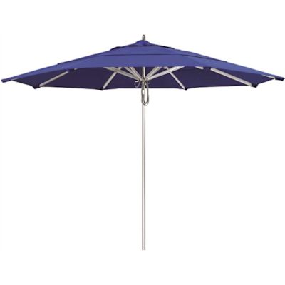 California Umbrella 11 ft. Silver Aluminum Commercial Market Patio Umbrella with Pulley Lift in Pacific Blue Sunbrella