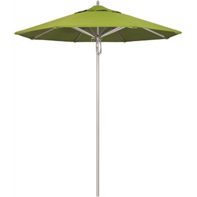 California Umbrella 7.5 ft. Silver Aluminum Commercial Market Patio Umbrella with Pulley Lift in Macaw Sunbrella