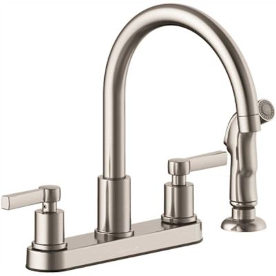 Seasons Westwind Double-Handle Kitchen Faucet with Side Sprayer in Stainless Steel