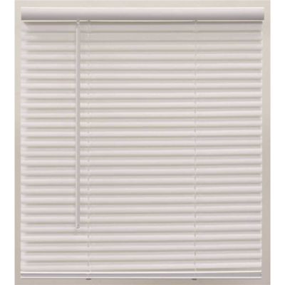 Champion Pre-Cut 46 in. W x 28 in. L White Cordless Light Filtering Vinyl Mini Blind with 1 in. Slats