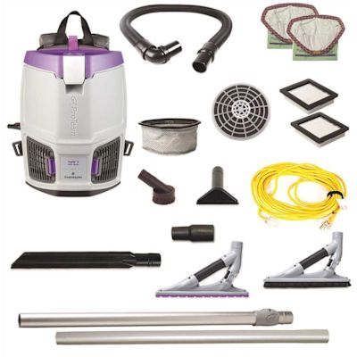 GoFit 3, 3 qt. Corded Gray Commercial Backpack Vacuum Cleaner with ProBlade Hard Surface Kit, Carpet Tool Kit, 3 Filters