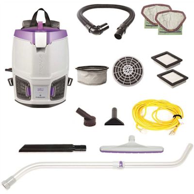 GoFit 3, 3 qt. Corded Gray Commercial Backpack Vacuum Cleaner with Floor Tool, Telescoping Wand, 6 Replaceable Filters