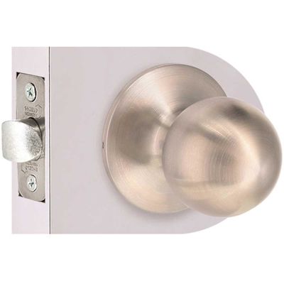 Shield Security Round Passage Hall/Closet Door Knob 2-3/8" and 2-3/4" Backset Grade 3 Satin Stainless Steel 6-Pack