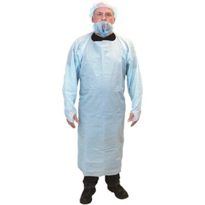 The Safety Zone 4 Mil, CPE Gown,Â  45" Blue Long SLV W/Thumb Loop 100/CS L