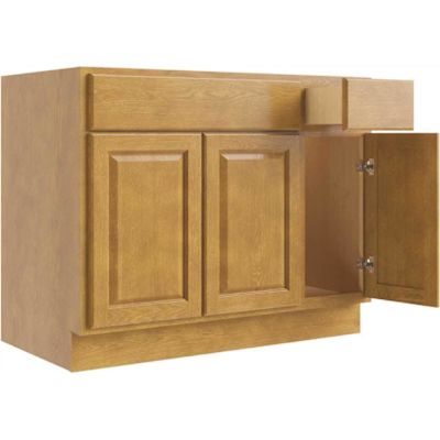 CNC Cabinetry Cabinetry Country Oak - Sink Base Cabinet, Right Drawers - 42w X 34.5h