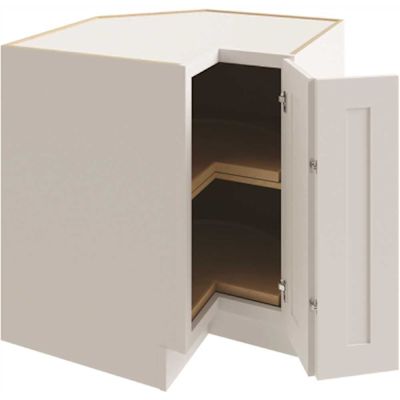 CNC Cabinetry Cabinetry Luxor White Square Corner Base Cabinet, Lazy Susan 29w X 34.5h