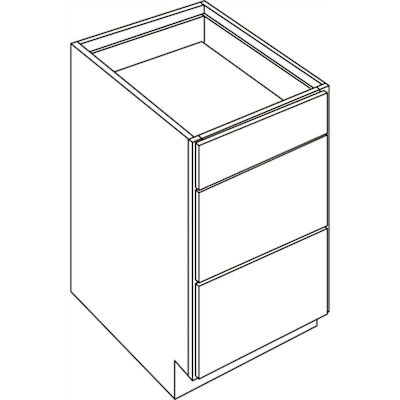 CNC Cabinetry Cabinetry 15" W 3 Drawer Base Cabinet, Country Oak