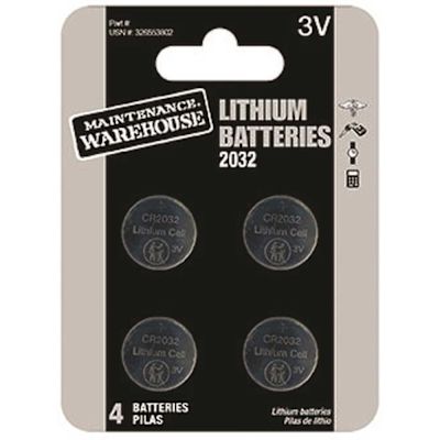 MAINTENANCE WAREHOUSE Cr2032 Button Cell Lithium Battery Package Of 4