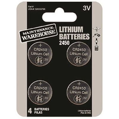 MAINTENANCE WAREHOUSE Cr2450 Button Cell Lithium Battery Package Of 4