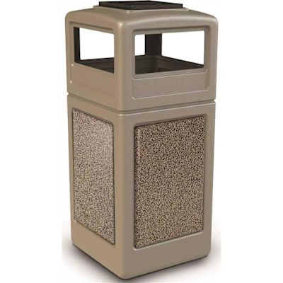 42 Gallon Stonetec Beige Riverstone Paneled Trash Can