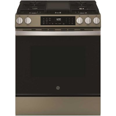 GE 30" Slide-In Front-Control Convection Gas Range, Slate
