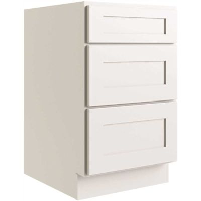 CNC CABINETRY Luxor 36" 3-Drawer Base Cabinet, 5-Pc Drawer, Shaker White