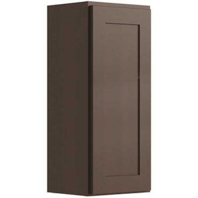 CNC CABINETRY Luxor 1-Door Wall Cabinet, 9"w X 42"h X 12"d, Shaker Espresso