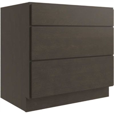 CNC CABINETRY Luxor 36" 3-Drawer Base Cabinet, Shaker Smoky Grey