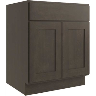 CNC CABINETRY Luxor 2-Door Base Cabinet, 1 Pull Out, 27"w, Shaker Smoky Grey