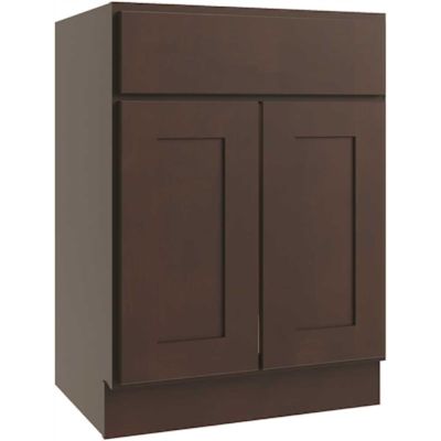 CNC CABINETRY Luxor 2-Door Base Cabinet, 1 Pull Out, 24"w, Shaker Espresso