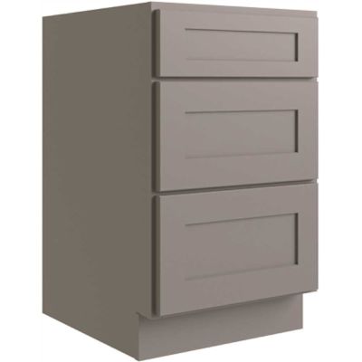 CNC CABINETRY Luxor 18" 3-Drawer Base Cabinet, ADA 5-Pc Drawer Shaker Misty Grey
