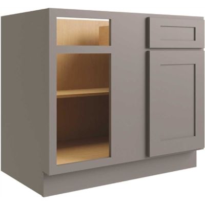 CNC CABINETRY Luxor 36" Blind Base Cabinet, 5-Pc, Left, Shaker Misty Grey