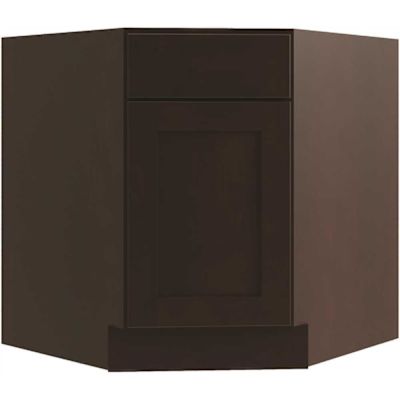 CNC CABINETRY Luxor 36" Diag Corner Sink Cabinet, Right Hinge Shaker Espresso