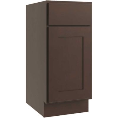 CNC CABINETRY Luxor 1-Door Vanity Base Cabinet, 12"w X 34.5"h, Shaker Espresso