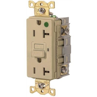 HUBBELL WIRING DEVICES 20 Amp 125v Hospital Grade Gfci Receptacle Ivory