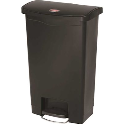RUBBERMAID Slim Jim 13 Gal Black Front Step-On Trash Can