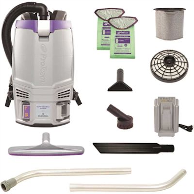 PROTEAM Gofit 6 Cordless Com Backpack Vacuum W/xover Two-Piece Wand Kit