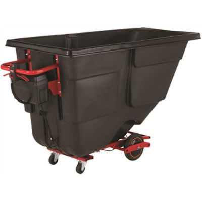 RUBBERMAID COMMERCIAL Rcp Motorized Rotomolded Tilt Truck, 1 Cubic Yard, Black