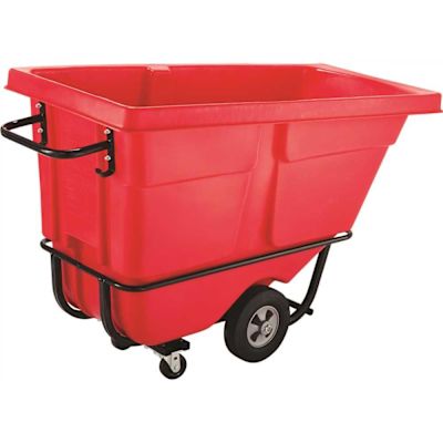 RUBBERMAID 1 Cu Yd Red Rotational Molded Standard Tilt Truck