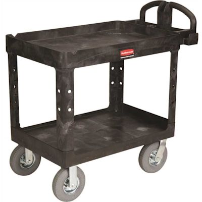 RUBBERMAID Heavy-Duty 2-Shelf Utility Cart - Black